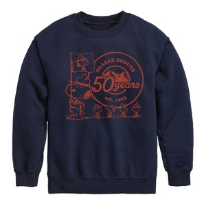 Boys' - Peanuts - Snoopy Flag Logo Graphic Long Sleeve Fleece Sweatshirt - 1 of 4
