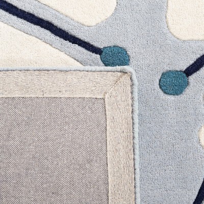 Blue and Ivory Floral Hand-Tufted Wool Area Rug