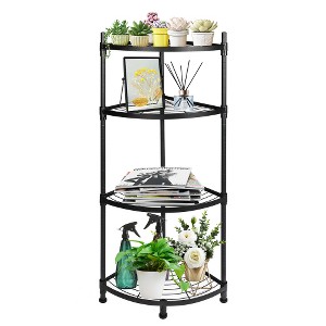 FONTOI Corner Racks, 4-Tier Shelving Unit with Wheels and Round Edge, Storage Organizers for Home Office Kitchen Bathroom, Black, 19"*43.3"*13.2" - 1 of 4