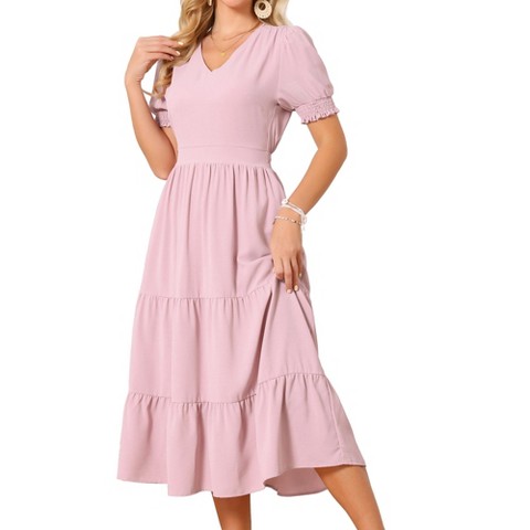 Женские платья INSPIRE CHIC Women's Summer Smocked Floral Tiered Beach Flowy Boho Maxi Dress X-Large Pink