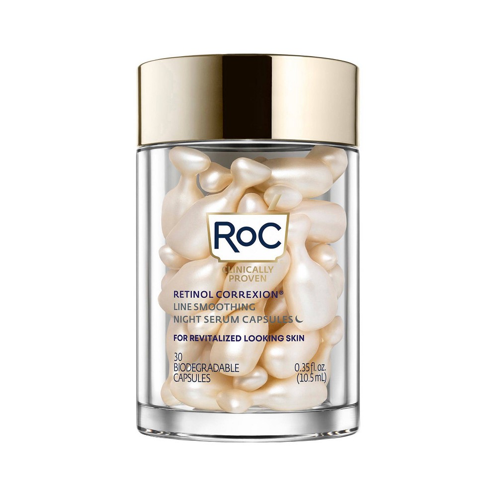 Photos - Cream / Lotion RoC Retinol Capsules Anti-Aging Night Retinol Face Serum Treatment - 30ct/0.35 fl oz 