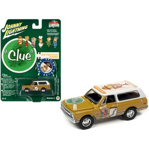 1970 Chevrolet Blazer Mustard Yellow w/White Top w/Poker Chip Collector's Token 1/64 Diecast Model Car by Johnny Lightning - 1 of 3
