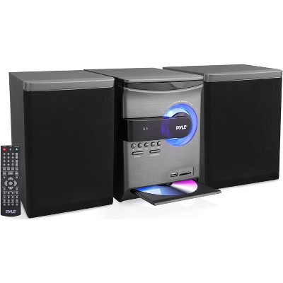 Pyle 30W Home Stereo Shelf System - Wireless Bluetooth Streaming with CD Player, FM Radio, USB/SD Card Playback, Remote Control (Black)