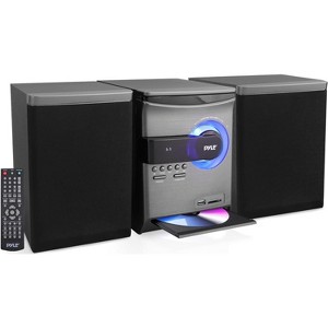 Pyle 30W Home Stereo Shelf System - Wireless Bluetooth Streaming with CD Player, FM Radio, USB/SD Card Playback, Remote Control (Black) - 1 of 4