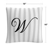 Gray Striped Ornate Letter Script By Abc 16 X 16 Decorative Throw Pillow by Trademark Fine Art - 4 of 4