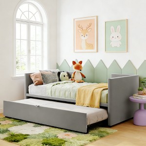 Luxystar Twin Size Upholstered daybed with Pop Up Trundle for Living Room and Guest Room - 1 of 4