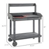 36'' Wooden Potting Bench Work Table with 2 Removable Wheels - 3 of 4