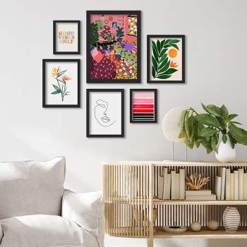 (Set of 6) Framed Prints Gallery Wall Art Set Welcome To My Living Room by Studio GrandPere Black Frame  - Americanflat