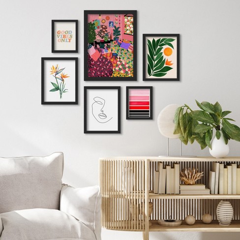 Set Of 6 Framed Prints Gallery Wall Art Welcome To My Living Room By Studio Grandpere Americanflat Target - Living Room Wall Art Sets