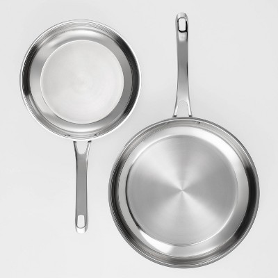 Cuisinart Classic 10 & 12 Stainless Steel 2pk Skillet Set Silver