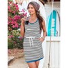 Imily Bela Women's Summer Dress, Striped Drawstring Waist, Casual Sleeveless Mini Dress with Pockets - 4 of 4