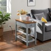 Farmhouse End Table, Bedside Table, 2 Open Shelf, Drawer Floor Standing Narrow Side for Living Room - 2 of 4