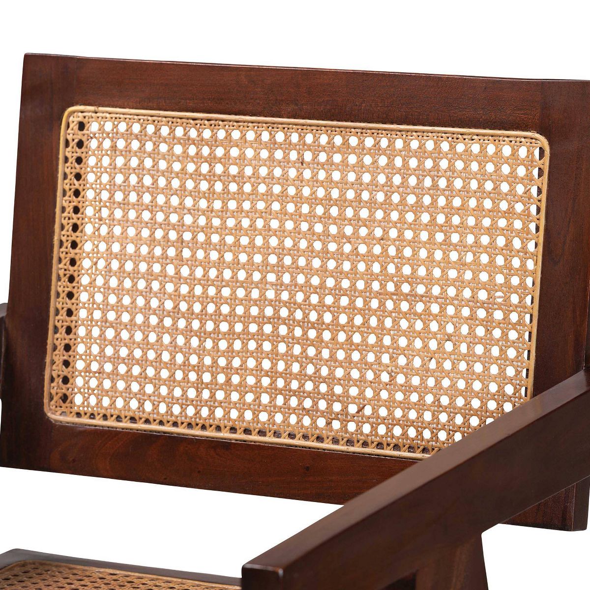 bali & pari Kresna Rattan Counter Stool with Mahogany Wood Frame and Armrest Dark Walnut Brown/Natural Brown - thumbnail 4