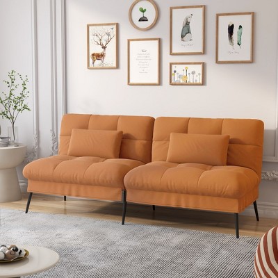 COMHOMA Convertible Futon Sofa Bed Soft Upholstered Futon Couch Fabric Sleeper Sofa