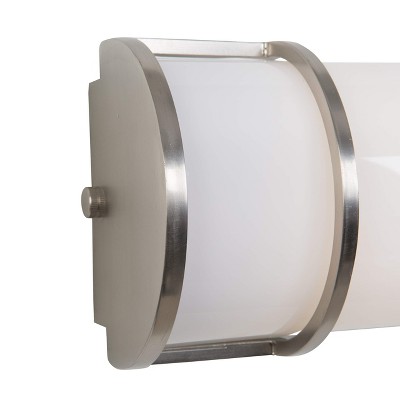 Sleek Satin Nickel 2-Light Fluorescent Vanity with White Glass Shade