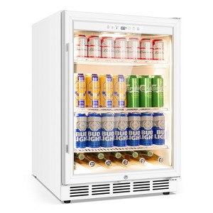 Tylza Beverage Refrigerator 24 Inch, Under Counter/Freestanding Drink Fridge, 190 Cans Beverage Cooler, Reversible Door, ETC, White - 1 of 4