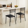 VECELO Set of 2 Upholstered Dining Chairs Metal Slat High Back Chair Modern Cushioned Seat Black - 2 of 4