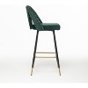 28" Bar Stools Set of 2, Velvet Upholstered Counter Height Barstools with Nail Head Decoration, Tall Barstools Pub Chairs with Back Support Footrest - 2 of 4