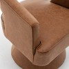 SEYNAR Modern PU Leather 360 Degree Swivel Accent Barrel Chair Set of 2,Brown,28.1''W*27.6''D*29.3''H - 4 of 4