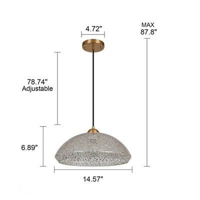 LLHZSY 14 1/2" Pendant Ceiling Light Fixture with Curved Gold Powder Orange Peel Glass Shape
