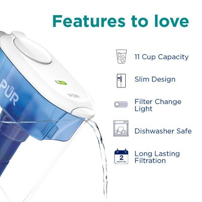 PUR PLUS 11-Cup Blue and White Water Filtration Pitcher