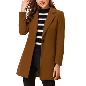 INSPIRE CHIC Women's Regular Fit Notched Lapel Long Sleeve Buttoned Classic Coat - 1 of 4