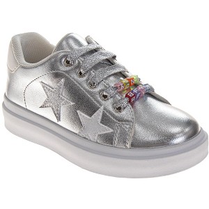 Badgley Mischka Glitter Stars Lace-Up Sneakers Girls - Glamorous Fashion Forward Sparkle Detail  (Little Kid – Big Kid) - 1 of 1