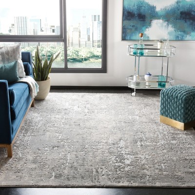 Gray and Ivory Abstract 8' x 10' Reversible Area Rug