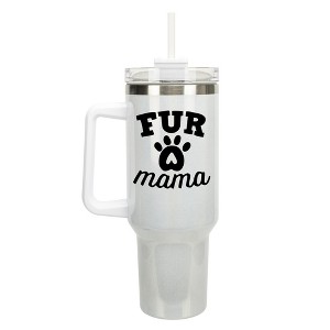 Elanze Designs Fur Mama Puppy Pawprints Hearts 40 oz. Stainless Steel, Large Water Bottle Coffee Mug, Spill & Leak Resistant, Thermal Travel Tumbler - 1 of 1