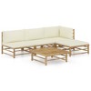 vidaXL 5 Piece Bamboo Patio Lounge Set with Cream White Cushions - Versatile Outdoor Furniture with Comfortable Cushions, Lightweight & Easy-to-Clean - 2 of 4