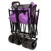 CAVINAS Collapsible Foldable Extended Wagon Cart with Canopy, All-Terrain Shopping Cart with Side Pocket and Brakes, Heavy-Duty Wagon - 4 of 4