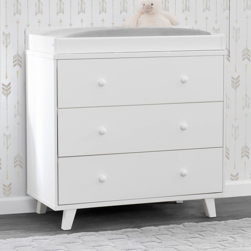 Delta Children Ava 3 Drawer Dresser with Changing Top - White, 3 of 14