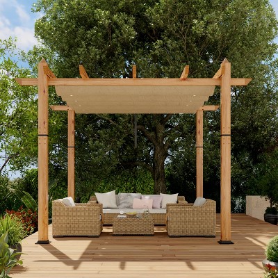 Aluminum Pergola w/ Retractable Canopy - Heavy-Duty UV-Resistant for Deck, Backyard