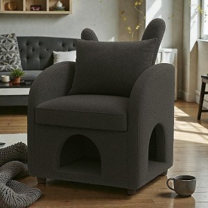 Mshliw Pet-Friendly Armchair with Scratch-Resistant Fabric, Triple-Entry Pet Hideaway, Dual-Use Sofa Chair with Cushion, Single Sofa - 1 of 4