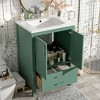 MOEPISY 24 inch Green Bathroom Vanity with Ceramic Sink Combo with Silver Handles - 4 of 4
