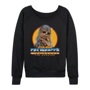 Women's - Star Wars - Chewbacca Lightweight French Terry Wide Neck Long Sleeve Shirt - 1 of 4