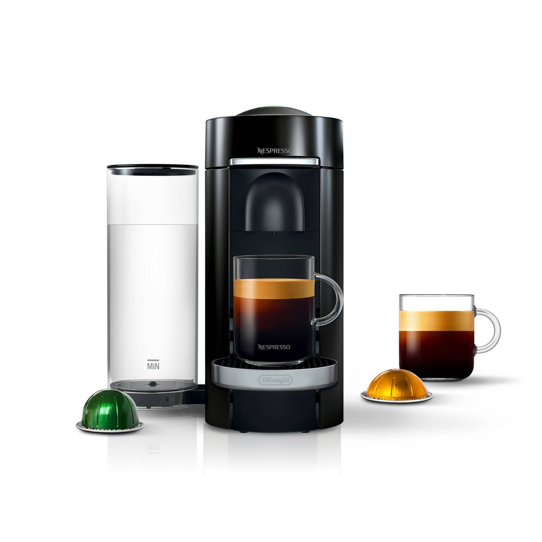 Nespresso VertuoPlus Deluxe Coffee Maker and Espresso Machine by DeLonghi: Automatic Shut-Off, 60oz Capacity, Black