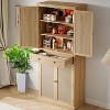 Jojoka Kitchen Pantry Cabinet,72'' Tall Freestanding Kitchen Food Pantry Cabinet with a Drawer,Rattan Doors,Natural - 2 of 4