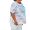 Women's Cuffed Elbow Sleeve Bateau Stripe Jersey Knit Top - Multiples - 3 of 4