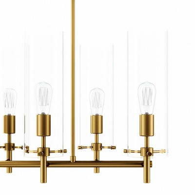 Skylark Satin Brass 6-Light Chandelier with Clear Glass Shades