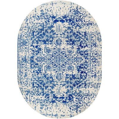 Mark & Day Amelia 6'7"x9' Oval Woven Indoor Area Rugs Navy: Stain-Resistant, Pet Friendly, Polypropylene, Traditional Style