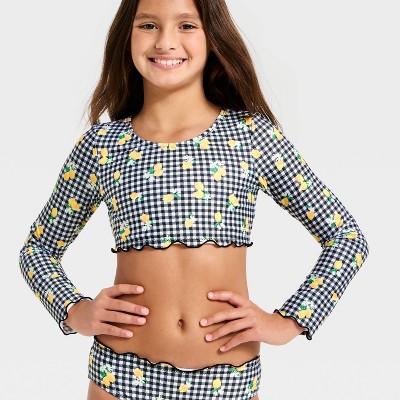 Cat & Jack Girls' Gingham Lemons Bikini Set - Cat & Jack™ Black/White M — фото 3