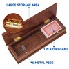 GSE 2-Track Wooden Cribbage Board Game Box with Playing Cards, 6 Metal Pegs - image 3 of 4