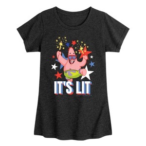 Girls' - SpongeBob SquarePants - Lit Fireworks Patrick Fitted Short Sleeve Graphic T-Shirt - 1 of 4