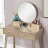 Roundhill Furniture Liannon Contemporary Wood Vanity and Stool Set, Gold - 3 of 4