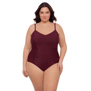 Aqua Green, Women's Princess Seam Shirred One Piece - 1 of 3