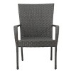 MAYEERTY Gray PE WICKER STACKING CHAIR 1pc Space-Saving Weather-Resistant for Patio Garden - 2 of 4