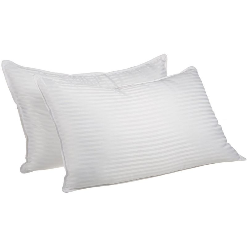 Traditional 1cm Stripe Microfiber Down Alternative 2-Piece Pillow Set - Blue Nile Mills, 1 of 9