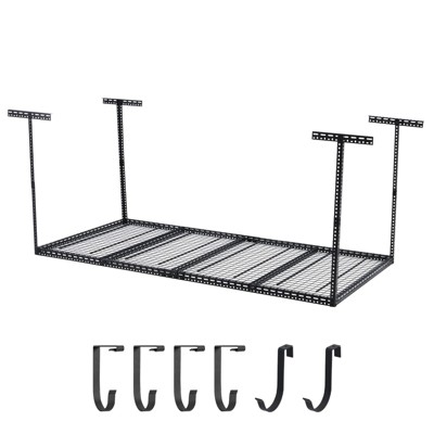 Overhead Garage Storage Rack ,Steel Ceiling Shelves  Capacity,Height Adjustable 22-40 Inches,Space-Saving for Attic Basement Shed (4/6 Posts)