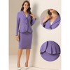 INSPIRE CHIC Women's Business Long Sleeve Notched Lapel Peplum Blazer Pencil Skirt Suit Set 2 Pcs - 2 of 4